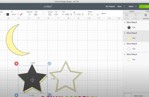 create an outline of a start using Slice in Cricut Design Space