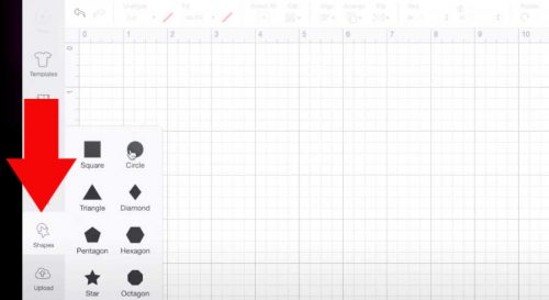 the shape menu in design space