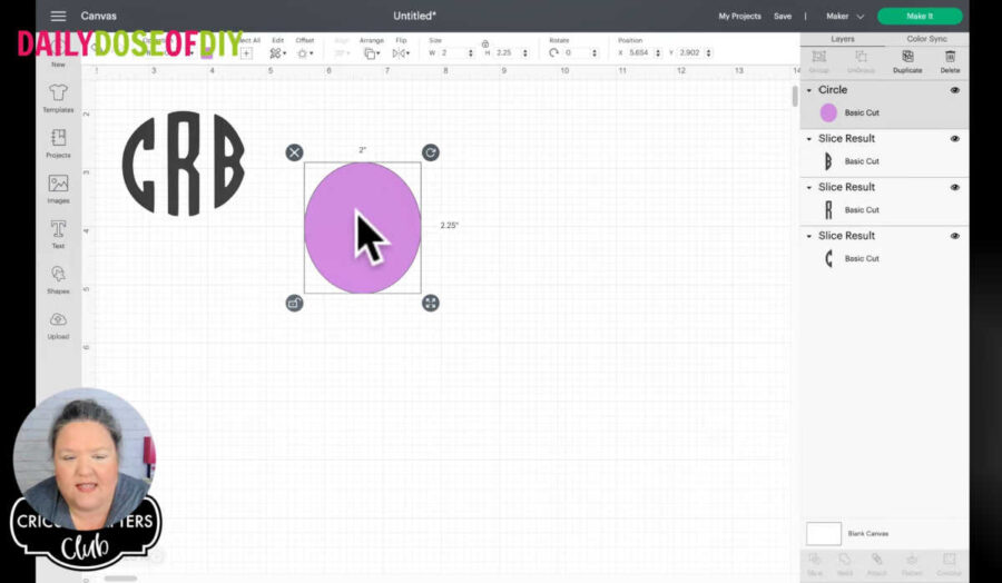 size circle for monogram