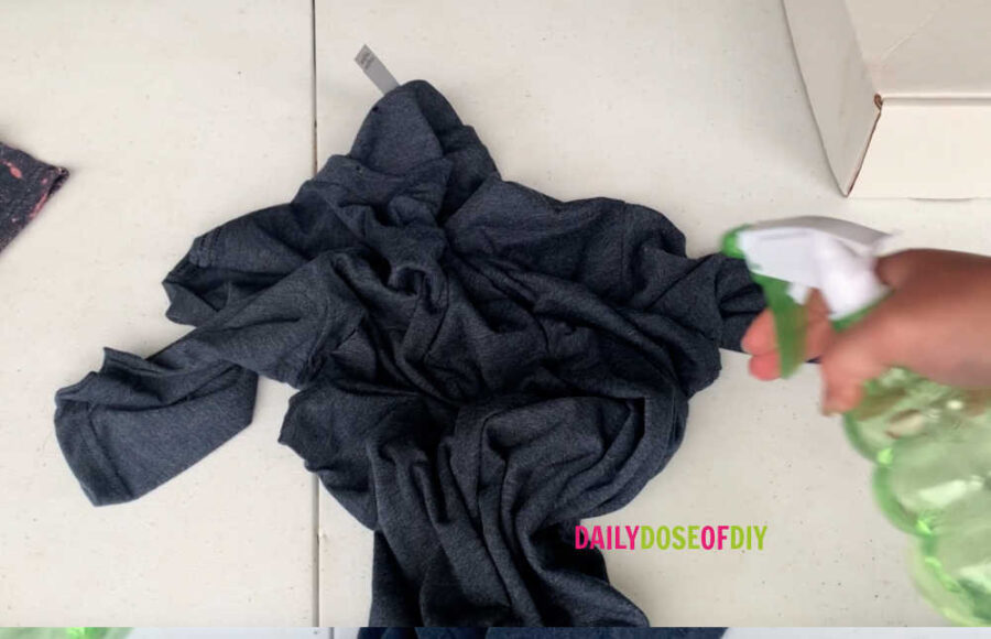 spraying s shirt with bleach before adding a sublimation design