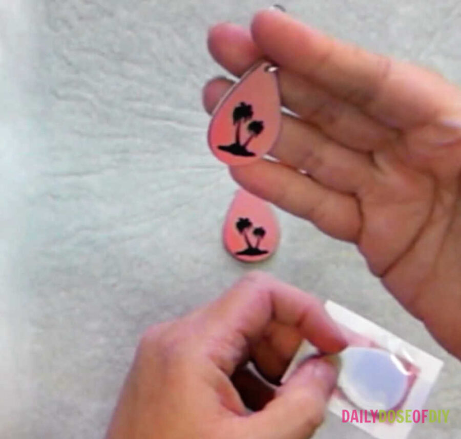 earrings that have been sublimated on with a summer design. 