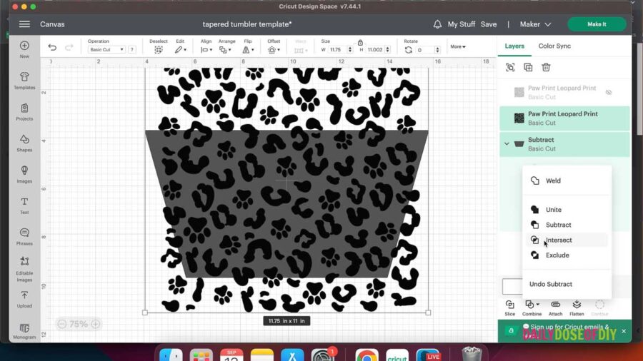 showing how to make the image a template in cricut design space 