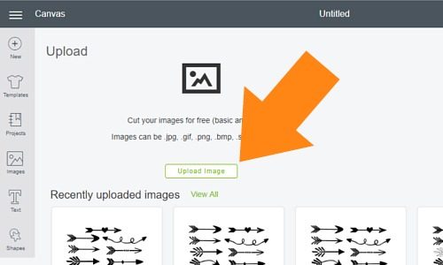 click upload images to upload svg files to cricut design space