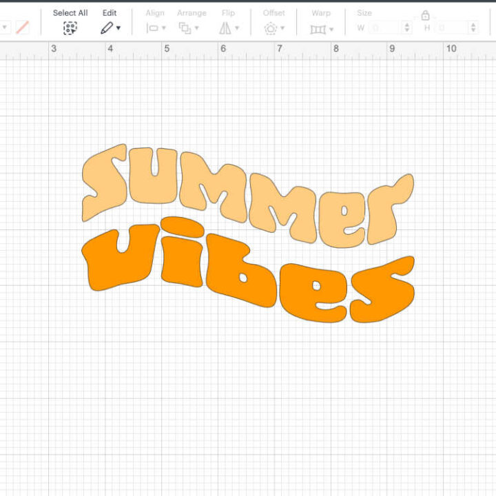 Summer Vibes waved retro text in Cricut