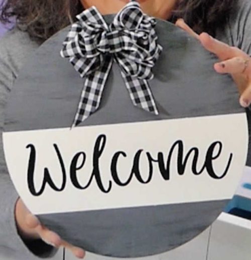finished welcome door hanger