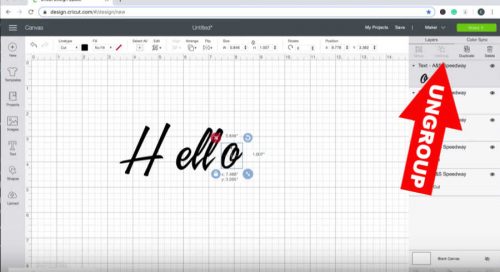 putting together script text to weld in cricut design space