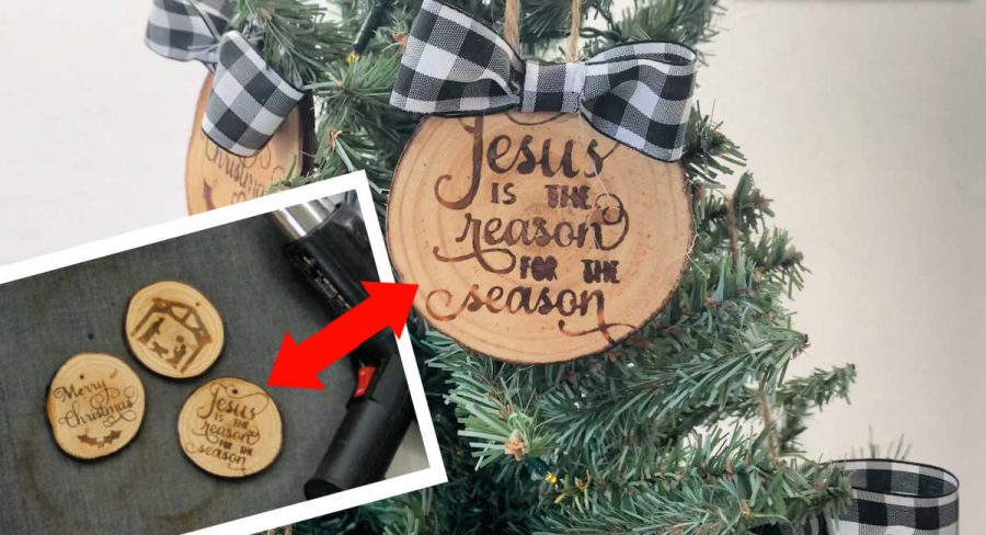 the difference between applying sealer to the wood burned ornament 
