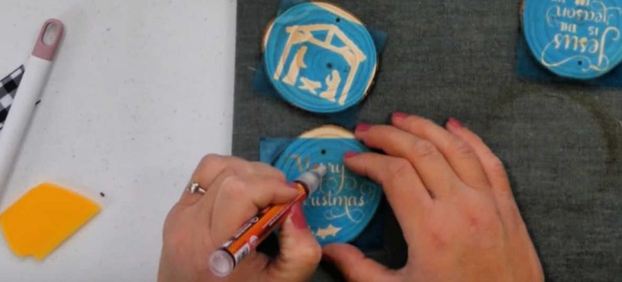 scorch marker to wood burn wood slice ornaments
