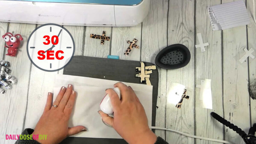 using a cricut mini press to make wooden cross accessories