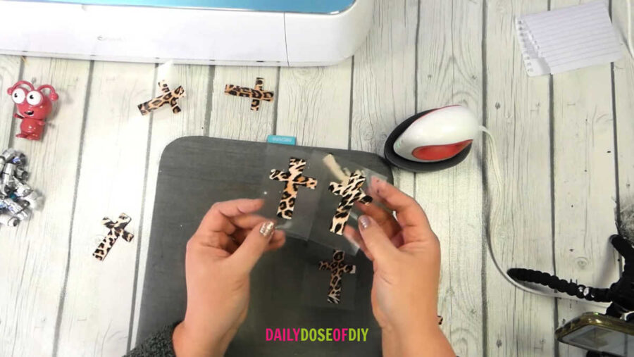 matching htv patterns to press onto earrings