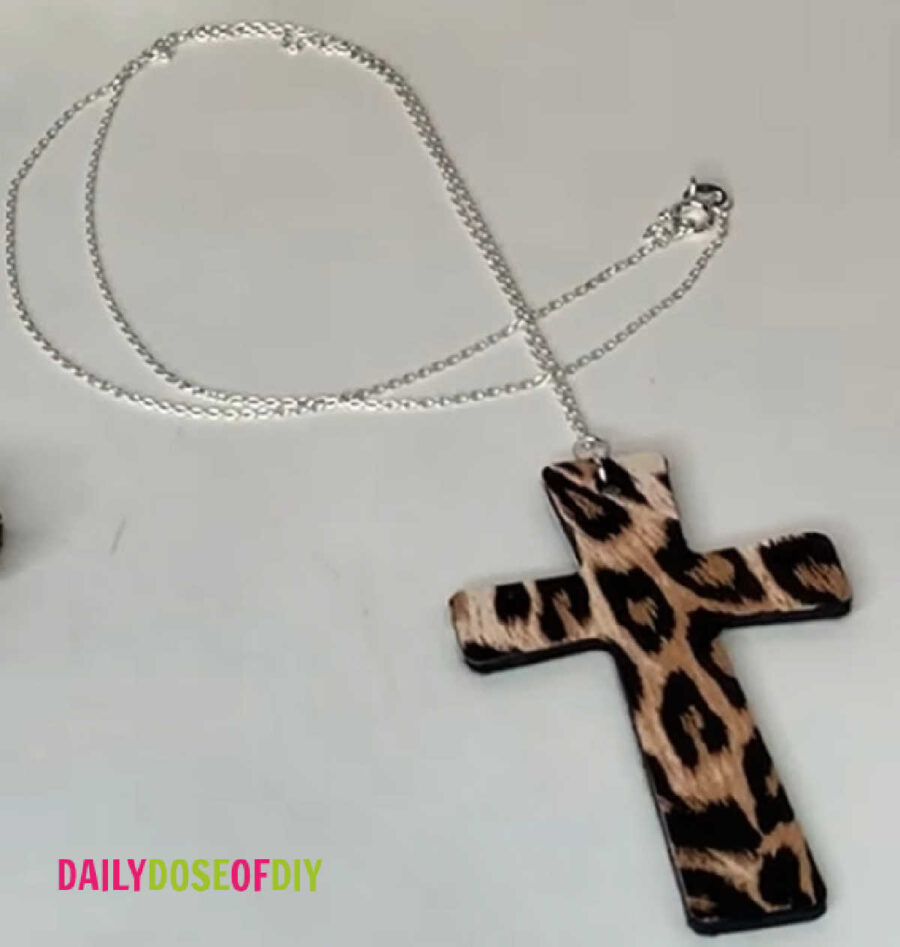 finished wooden cross necklace