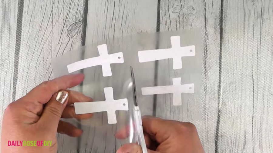 cutting htv crosses apart to be pressed